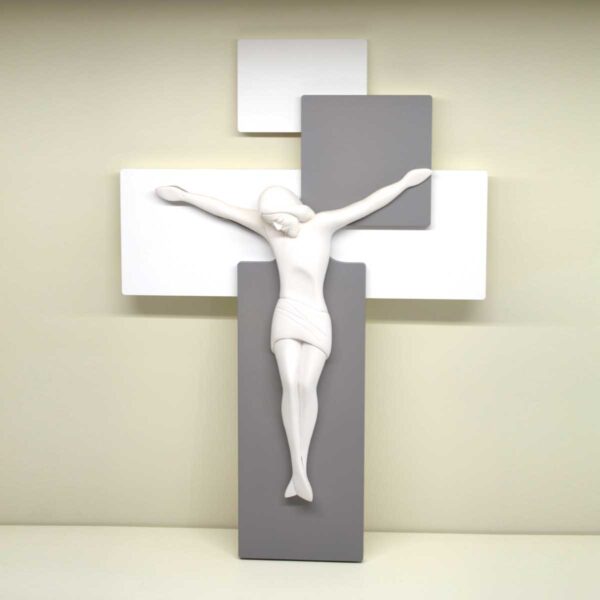 Capezzale Cristo in legno e resina porcellanata
