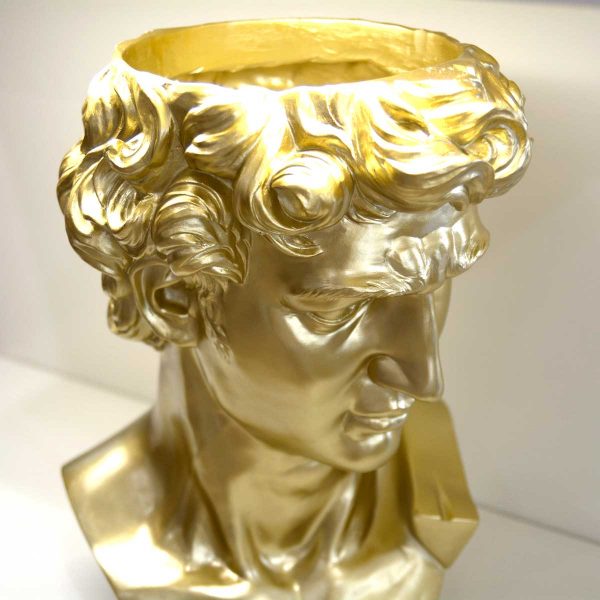 Busto David porta piante decorato oro