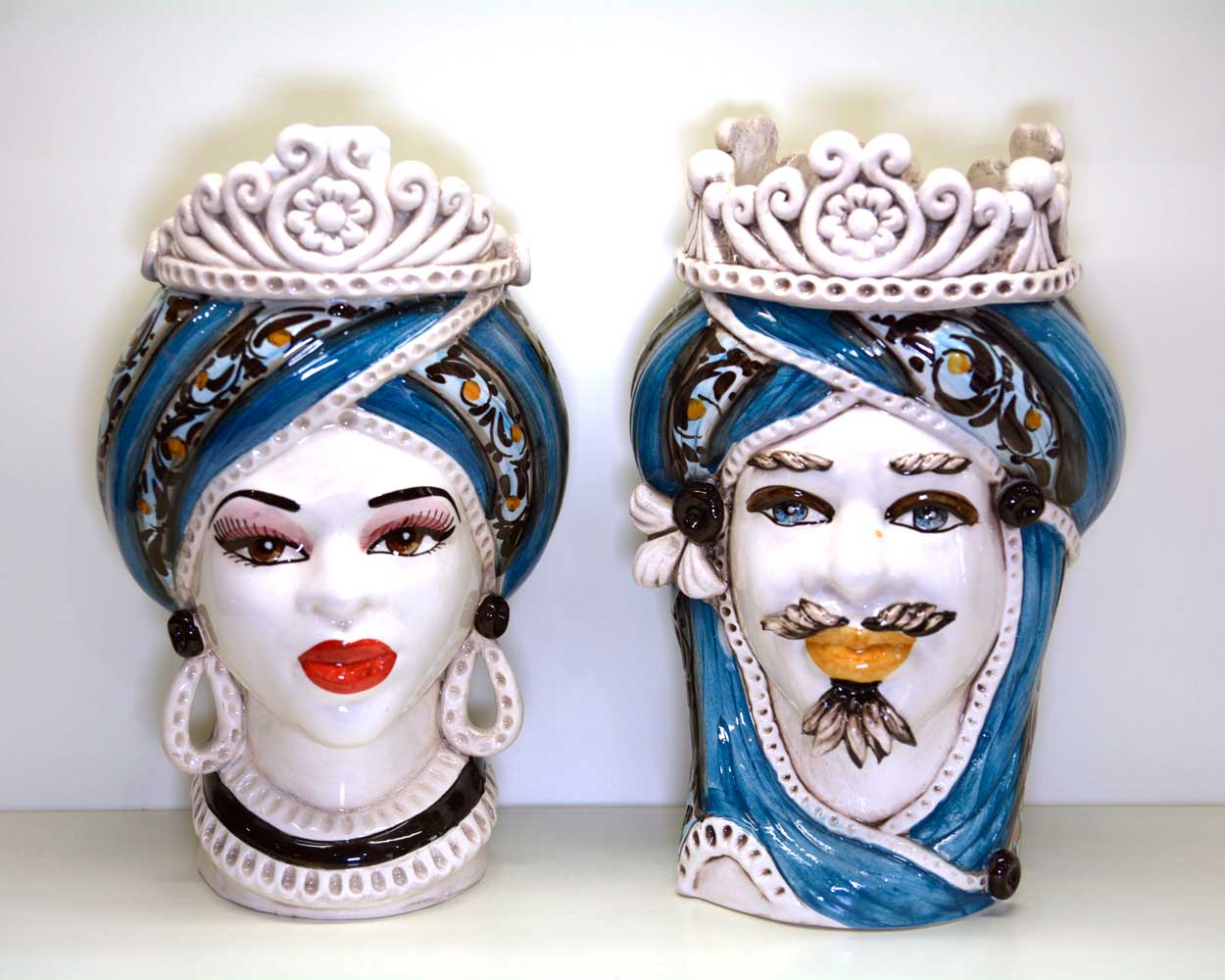 Coppia teste di moro in ceramica di Caltagirone - Classic Gallery