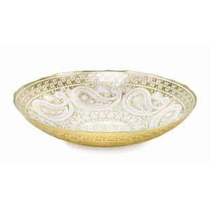 Coppa - Centro tavola in vetro decorato panna e oro