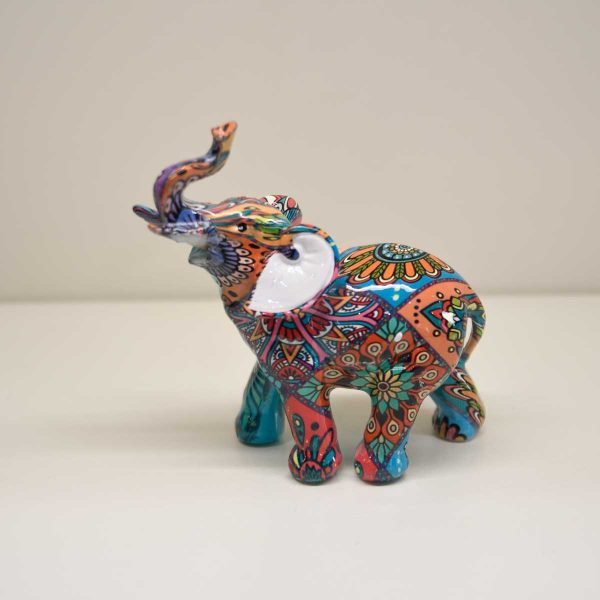 Statua elefante in resina decorata