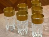 Set Di 6 Bicchieri Bibita Intagliati e Decorati in Oro Zecchino