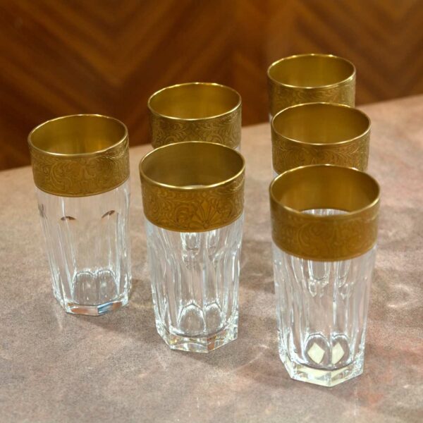Set Di 6 Bicchieri Bibita  Intagliati e Decorati in Oro Zecchino