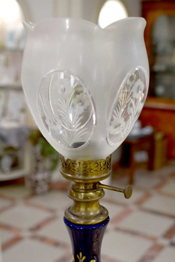 Lampada stile antico "Petrolio" decorata a mano e firmata