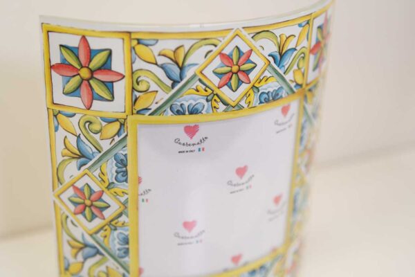 Portafoto in Vetro Curvo con Decori Siciliani Portafoto in Vetro Curvo con Decori Siciliani