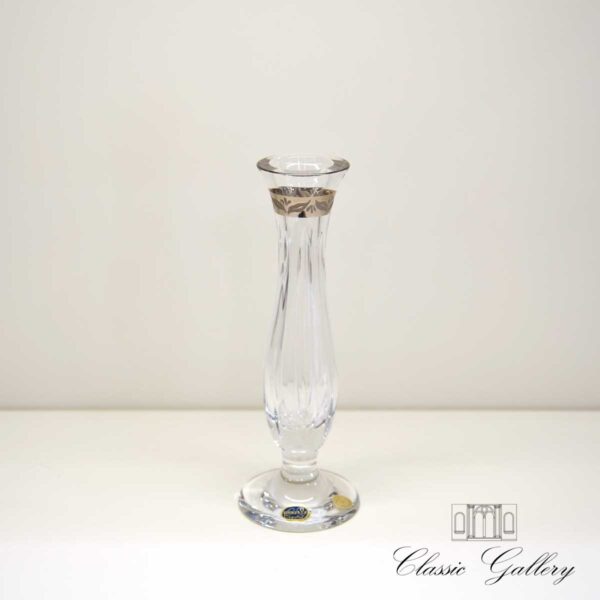 Vasetto portafiore molato e decorato platino