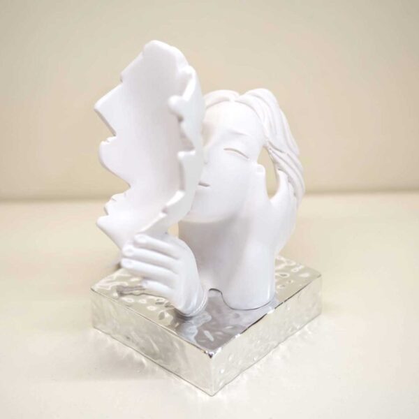 Scultura Coppia "Mani Face" Base Colorata Scultura Coppia "Mani Face" Base Colorata