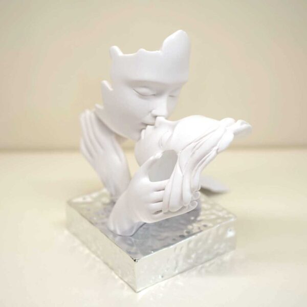 Scultura Coppia "Mani Face" Base Colorata Scultura Coppia "Mani Face" Base Colorata