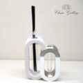 Vaso Profumatore Ovale colore bianco e argento