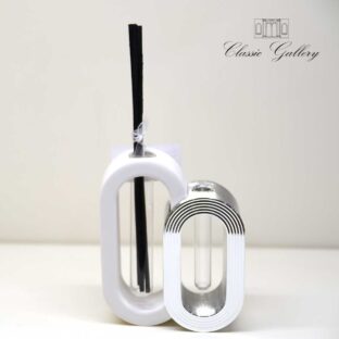 Vaso Profumatore Ovale colore bianco e argento