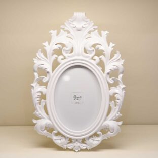 Portafoto Ovale Barocco bianco