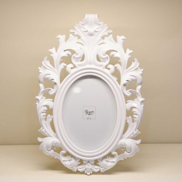 Portafoto Ovale Barocco bianco