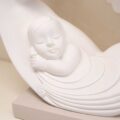 Sacra Famiglia Bianca Con Base Colore Tortora