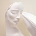 Sacra Famiglia Bianca Con Base Colore Tortora