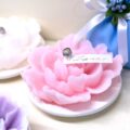Peonia di Cera Con Base in Ceramica