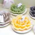 Peonia di Cera Con Base in Ceramica