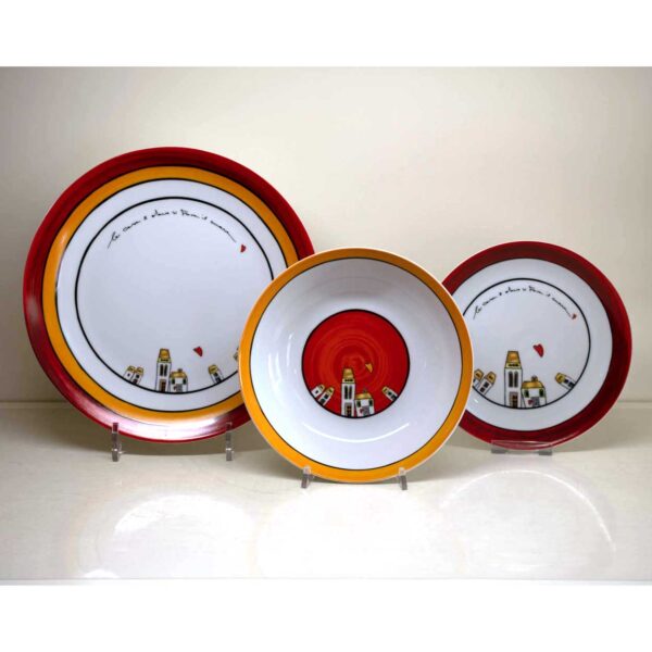 Posto Tavola 3 Pezzi "Le Casette - Rosso"