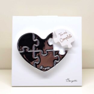 Quadro "Cuore Puzzle" colore Argento