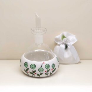 Oliera Vetro con Piattino Verde