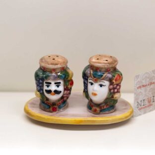 Sale e Pepe con vassoio decoro "New Vintage"