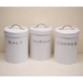 Set 3 Barattoli "Vintage" Metallo Bianco