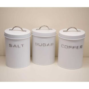 Set 3 Barattoli "Vintage" Metallo Bianco