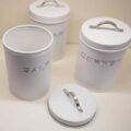 Set 3 Barattoli "Vintage" Metallo Bianco