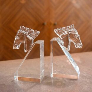 Set 2 Fermalibro in Cristallo "Horse"