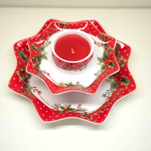 Centro Tavola e Candeliere 2 Livelli "Jingle Bells"