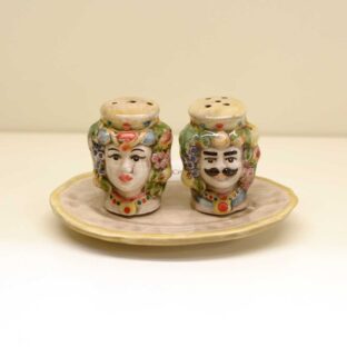 Sale e Pepe con vassoio decoro vintage
