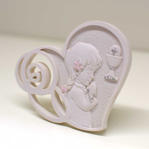 Bomboniere comunione soggetto bambina decorazione con glitter Bomboniere comunione soggetto bambina decorazione con glitter