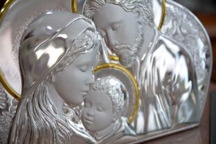 Capezzale Sacra Famiglia con decoro oro Capezzale Sacra Famiglia con decoro oro