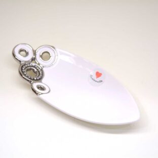 Ciotola ovale con decori platino e applicazioni Swarovski
