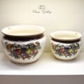 Porta piante decoro frutta in ceramica abruzzese