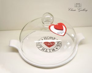 Piatto torta con cupola in vetro Linea Love