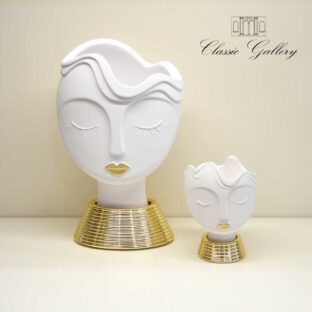 Vaso Testa Donna decoro oro