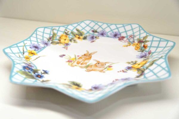 Piatto dolci rotondo smerlato decoro Spring Easter Piatto dolci rotondo smerlato decoro Spring Easter