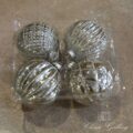 Set 4 Sfere Vetro Drops Christmas Silver Balls
