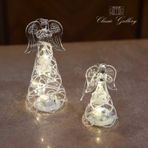 Angelo Decorato Argento e Luci al Led Angelo Decorato Argento e Luci al Led