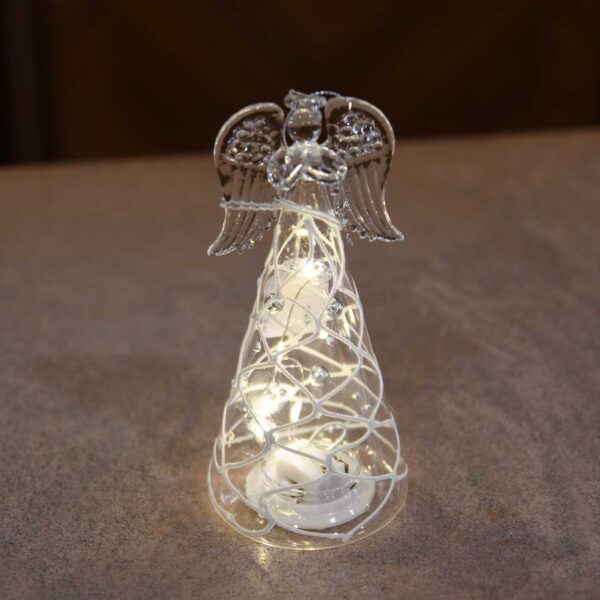 Angelo Decorato Argento e Luci al Led Angelo Decorato Argento e Luci al Led