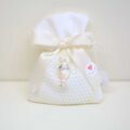 Sacchetto In Tessuto Portaconfetti Con Calice Comunione Smaltato e Swarovski