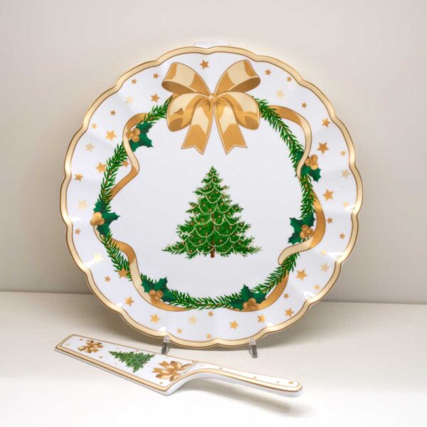 Piatto Torta Con Paletta “Gold Christmas” Piatto Torta Con Paletta “Gold Christmas”