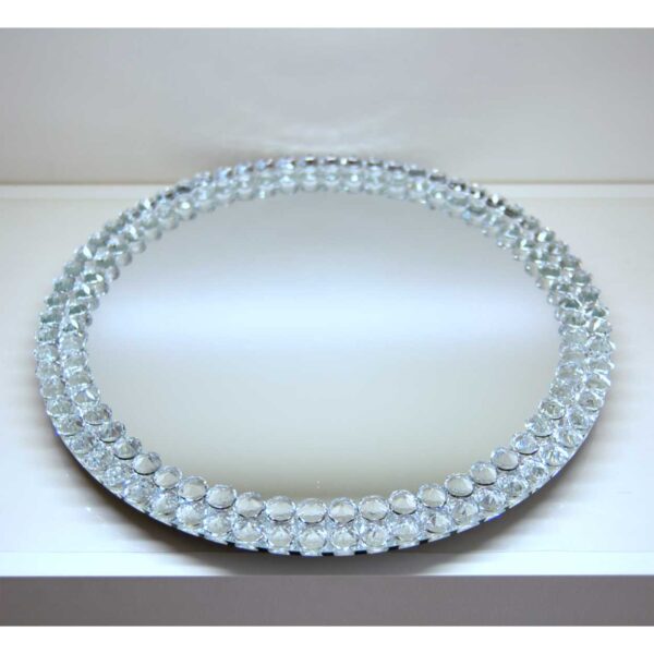 Vassoio Rotondo a specchio con applicazione Swarovski Vassoio Rotondo a specchio con applicazione Swarovski