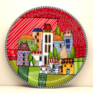 Piatto Torta / Vassoio Paese Mio Rosso